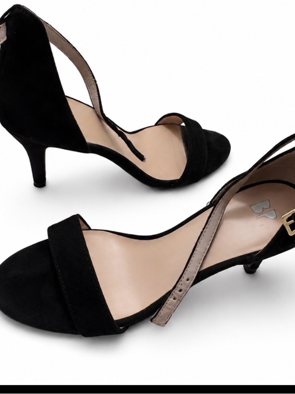 BP Black Suede Ankle-Strap Kitten Heels - Women